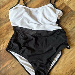 Cupshe Black and White Women Swim One Piece